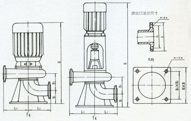 LW直立式無堵塞排污泵安裝尺寸圖